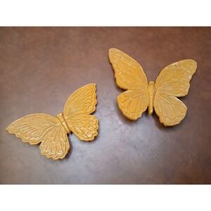 1970s Vintage Set MCMlXXI Homco Gold Butterflies USA Wall Hanging Plaques #124B5
